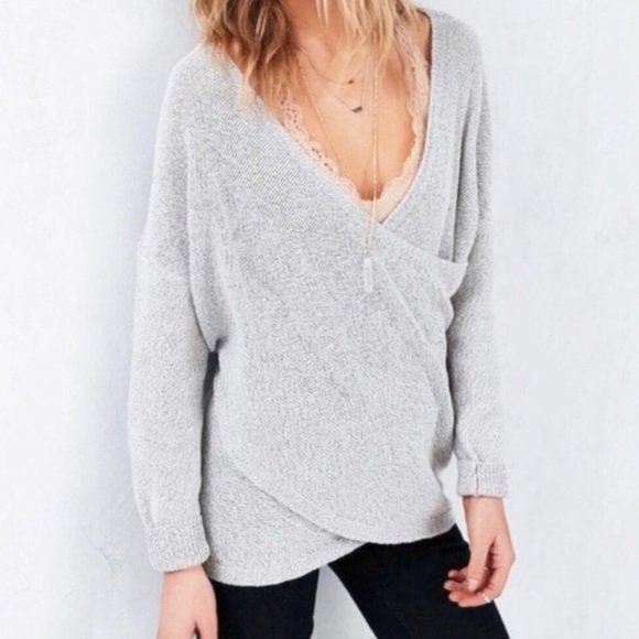 Urban Outfitters Sweaters - UO Kimchi Blue Heather Grey Ballet Wrap Sweater